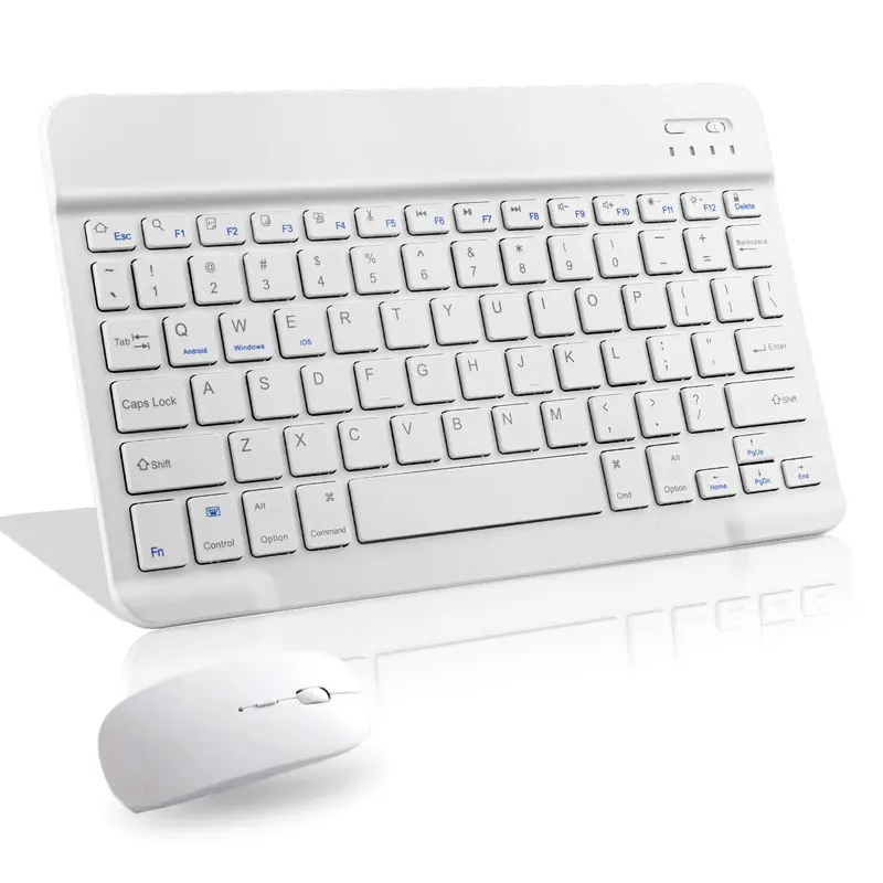 Multi-Device Wireless Keyboard & Mouse Combos, Ultra-Slim Ergonomic Rechargeable Bluetooth Bundle Set - Compact Rechargeable Keyboard & Mouse for iOS Tablets/Phones, Android Devices, PCs & Macs