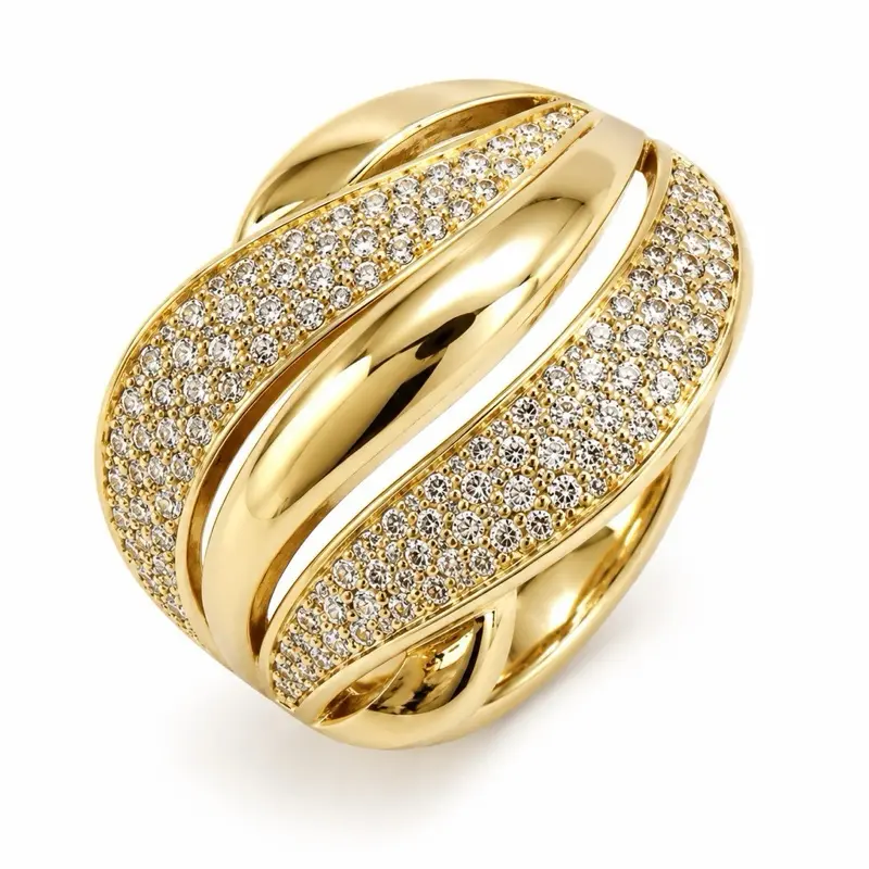 Camelia Shop Ring - Elegant Gold Tone with Sparkling Stone Design for Women's Jewelry, Perfect for Special Occasions Code Ring-6017