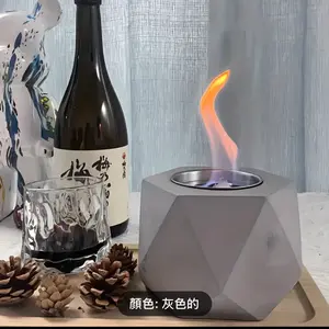 Portable Tabletop Fire Pit, Mini Smokeless Table Top Firepit Concrete Bowl, Small Concrete Table Top Fire Pit, Personal Fireplace for Indoor and Outdoor Use