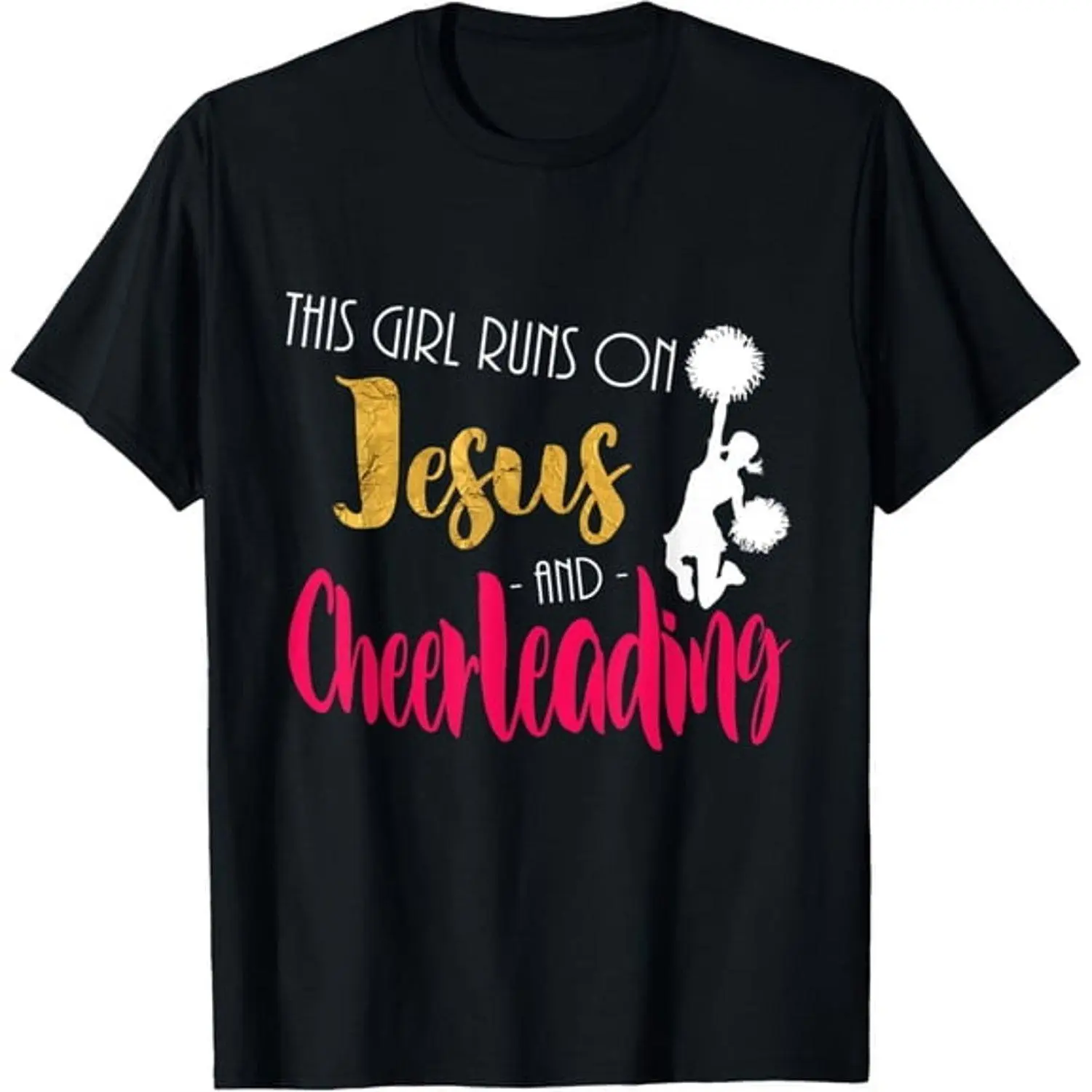 Women's Christian Faith Cheerleader Graphic Print T-Shirt - Breathable Fabric, Crew Neck, Short Sleeves, Long Wear, Jesus-Inspired Casual Apparel Gift for Cheer Squad Members
