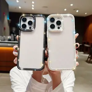 Double-sided rhinestone-encrusted 3-in-1 phone case, compatible with iPhone 17, 16, 15, 14, 13, 12, 11 Plus, Promax, and Pro Air series phones. Stylish rhinestone embellishment, durable soft edges and hard back panel, multiple layers of protection.