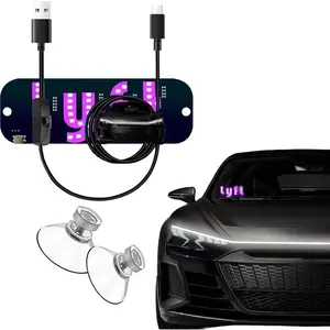 USB Car LED Light Sign Designed for Drivers, Windshield Taxi Light Sign with Display, Suitable for Sedans, SUVs, and Regular Cars, Easy Suction Cup Installation, USB Type-A Switch Cable (Pink Light Sign)