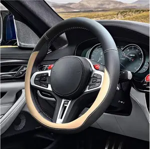 14.5"-15"  Steering Wheel Cover, Microfiber Leather Cover, Anti-Slip Breathable Steering Wheel Decoration, Universal Steering Wheel Accessories for Diverse  (Beige)