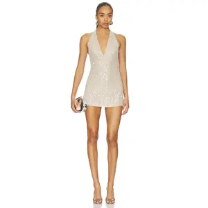 Lovers and Friends Clara Sequin Mini Dress in Nude Sequin