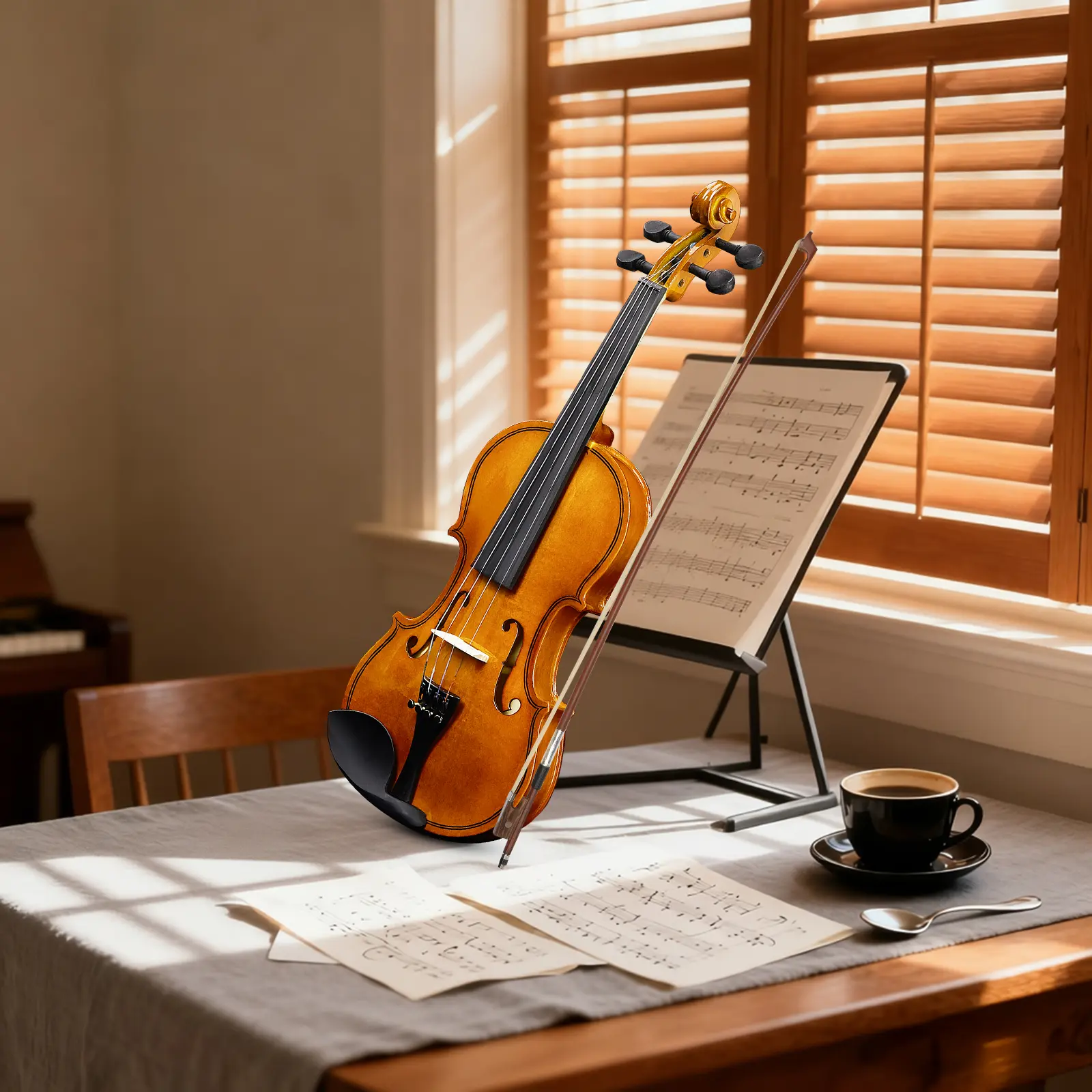1/2 Size Acoustic Violin Kit for Beginners - Chin Rest, Rosin Powder, Hard Case, Violin Bow, Shoulder Rest, Extra Strings, Sourdine - Festival & Birthday Musical Gifts, Chin Rest Violins, Rosin Powder Violins