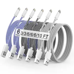 Mothers Day Gift  iPhone Charger 6Pack(3/3/6/6/6/10FT) Apple MFi Certified Fast Charging Lightning Cable iPhone Charger Cord Nylon Braided for iPhone 14 13/12/11 Pro Max/XS MAX/XR/XS/X/8/7/Plus/6S iPad and More