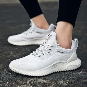 Dream-1 Student Breathable Running Shoes for All Seasons - White Mesh Laced Sneakers with MD Sole & Breathable Technology for Adults