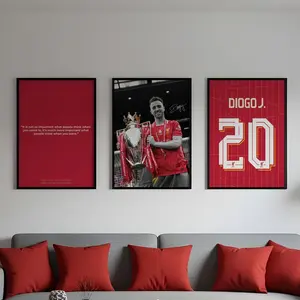 Diogo Jota Triptych Wall Art, Liverpool FC Poster Set, Football Fan Gift, Jersey Quote Trophy Print, LFC Decor, Digital Download