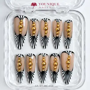 Younique Nails | 10PCS 100% Handmade Press-On Nails | Reusable Colorful Art acrylic stylish 3D Luxury Handcrafted Glossy