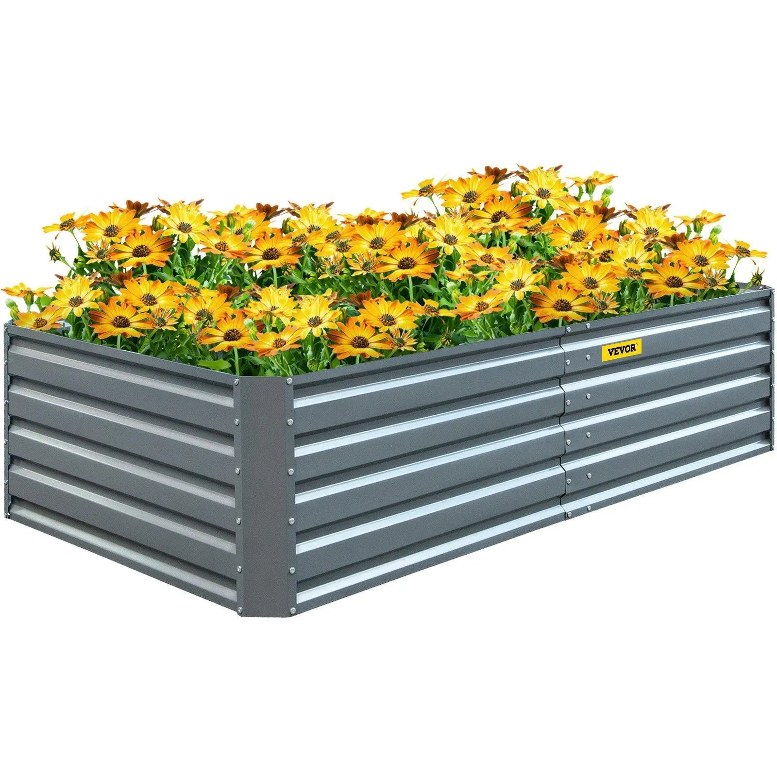 VEVOR Galvanized Steel Raised Garden Bed, 80x40x19in Rectangular Outdoor Planter Box with Drainage Open, Corrosion-Proof Premium Gray Steel, 264 gal. Gardening Space for Fruits, Vegetables, Herbs, Father's Day Gift