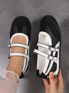 Women's Vintage Double Buckle Mary Jane Shoes, Fashion Casual Flats, Breathable Soft Sole Daily Walking Sneakers for Everyday Wear, Strappy Mary Janes, Soft Bottom Shoes