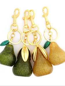 Luxury Pear Shaped Keychain, Bling Bling Keychains, Creative Sparkling Crystal Fruit Design, Women's Car Accessory, Bag Charm, Backpack Pendant, Perfect Gift