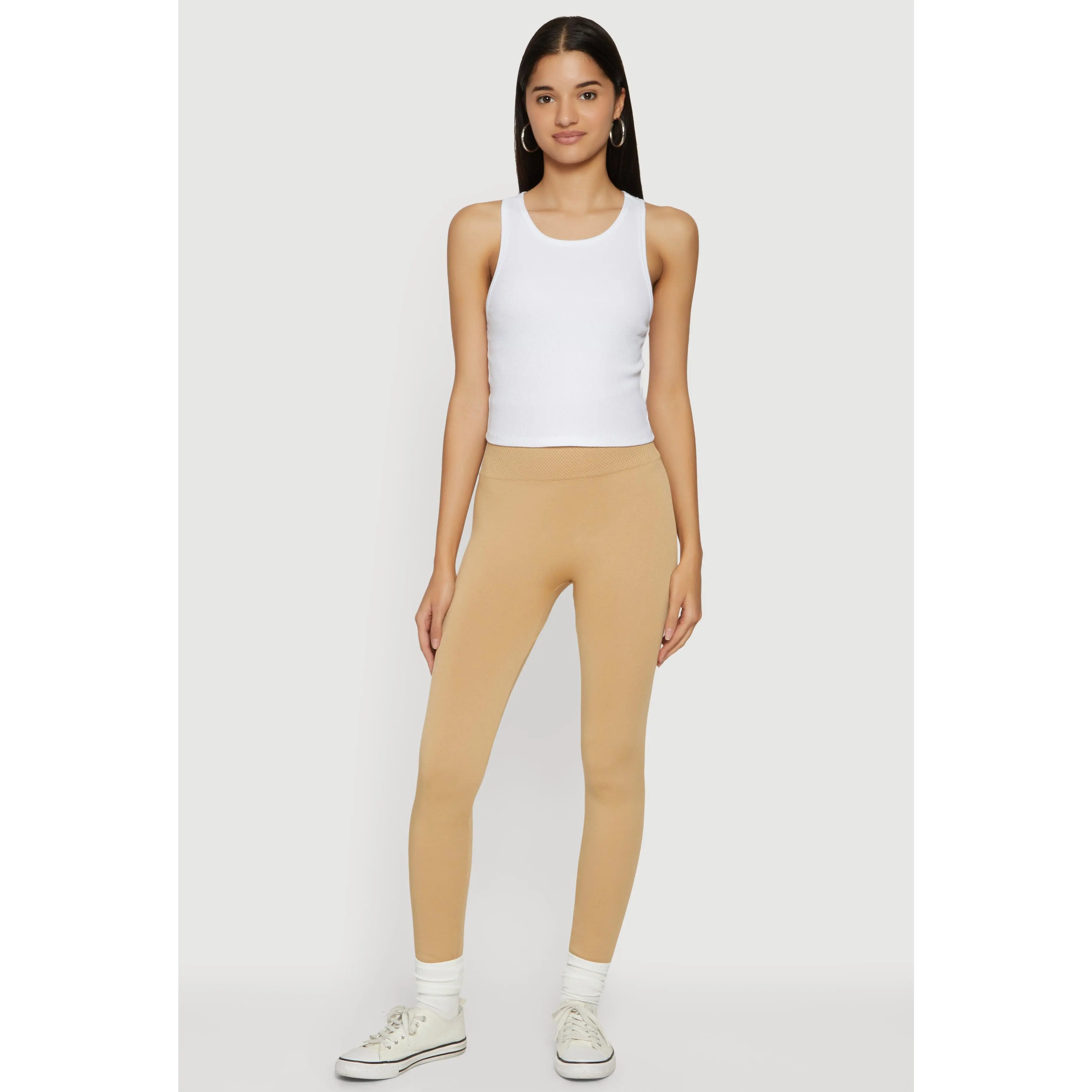 High Waisted Waffle Knit Fleece Lined Leggings