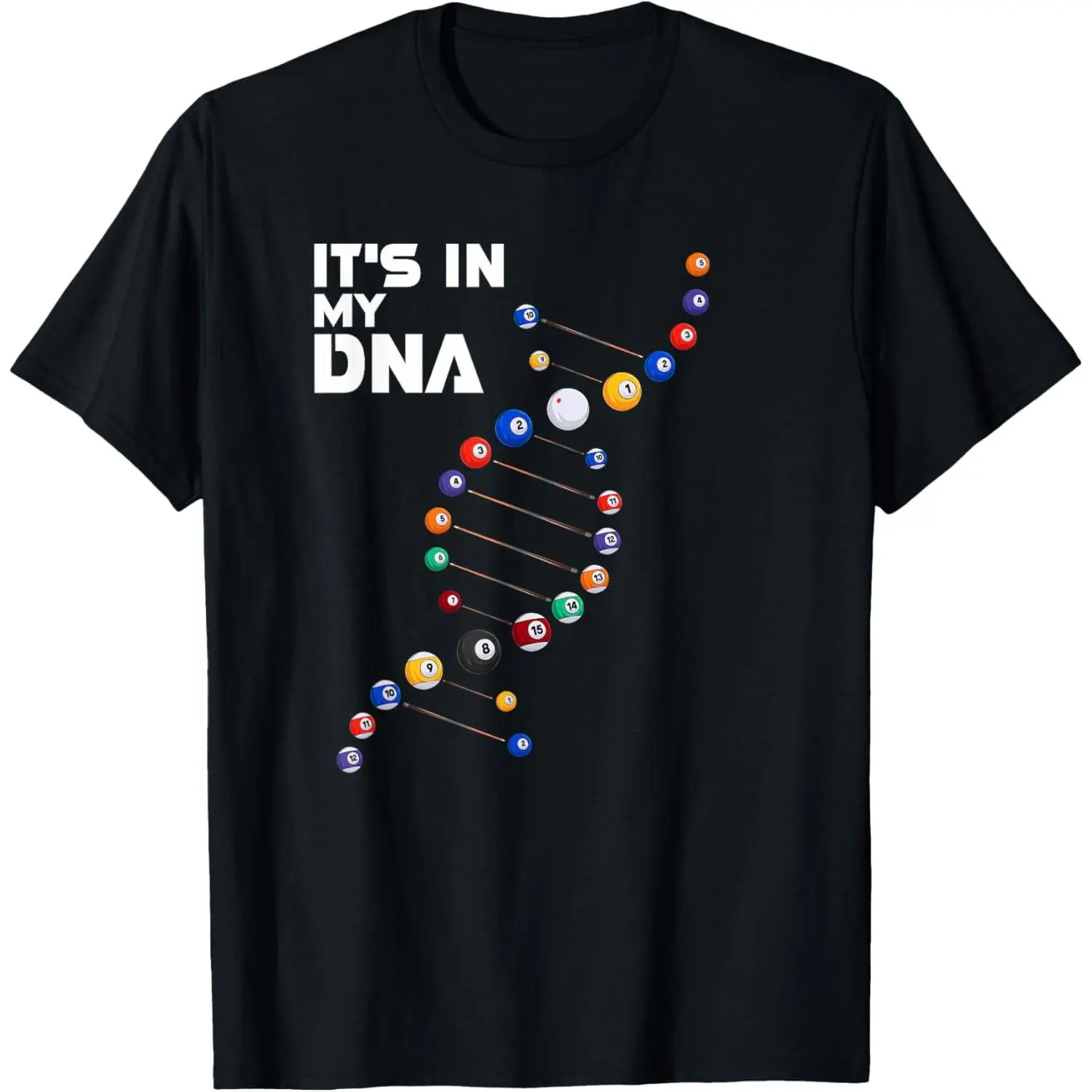 Women's Casual Cotton 'It's In My DNA' Billiards Graphic T-Shirt, Short Sleeve Round Neck Funny Pool Player Tee