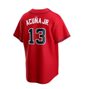 baseball jersey 13#, red casual sports baseball shirt, V-neck classic softball shirt,