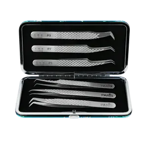 PLA Magnetic Case with Professional Eyelash Extension Tweezers Set | Diamond Cut Tweezers | Set of 8