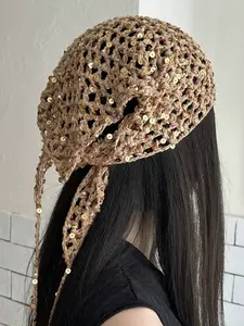 Bohemian Sequin Triangle Headscarf, Retro Y2K Style for Women, Daily Street Festival Accessory, Versatile Headband for Fashionable Looks