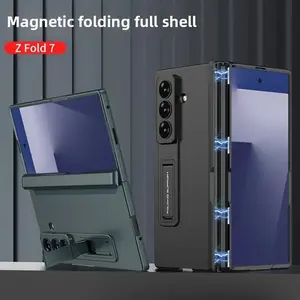 For Samsung Galaxy Z Fold7 Case, Magnetic Hinge Stand, Slim Anti-Drop, Full Coverage Precise Cutouts, Metal Lens Ring, Invisible Stand, Accessories