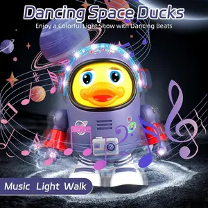 Dancing Space Duckwith Music & LED Lights Interactive Singing Electric Waddling Duck for Kids Birthday Gift for Toddlers & Babies Cute crunchy stress ball Sensory
