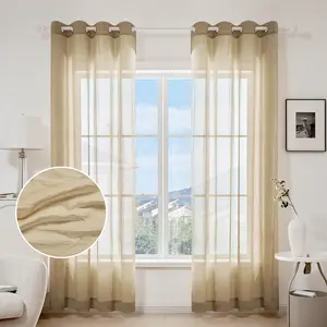 Deconovo Sheer Curtains – Solid Color with Wavy Hem & Crinkled Texture