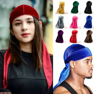 2026 Popular Velvet Long-Tail Pirate-Inspired Hat, Super-Size Hip Hop Baotou Headscarf, Pirate-Inspired Hats