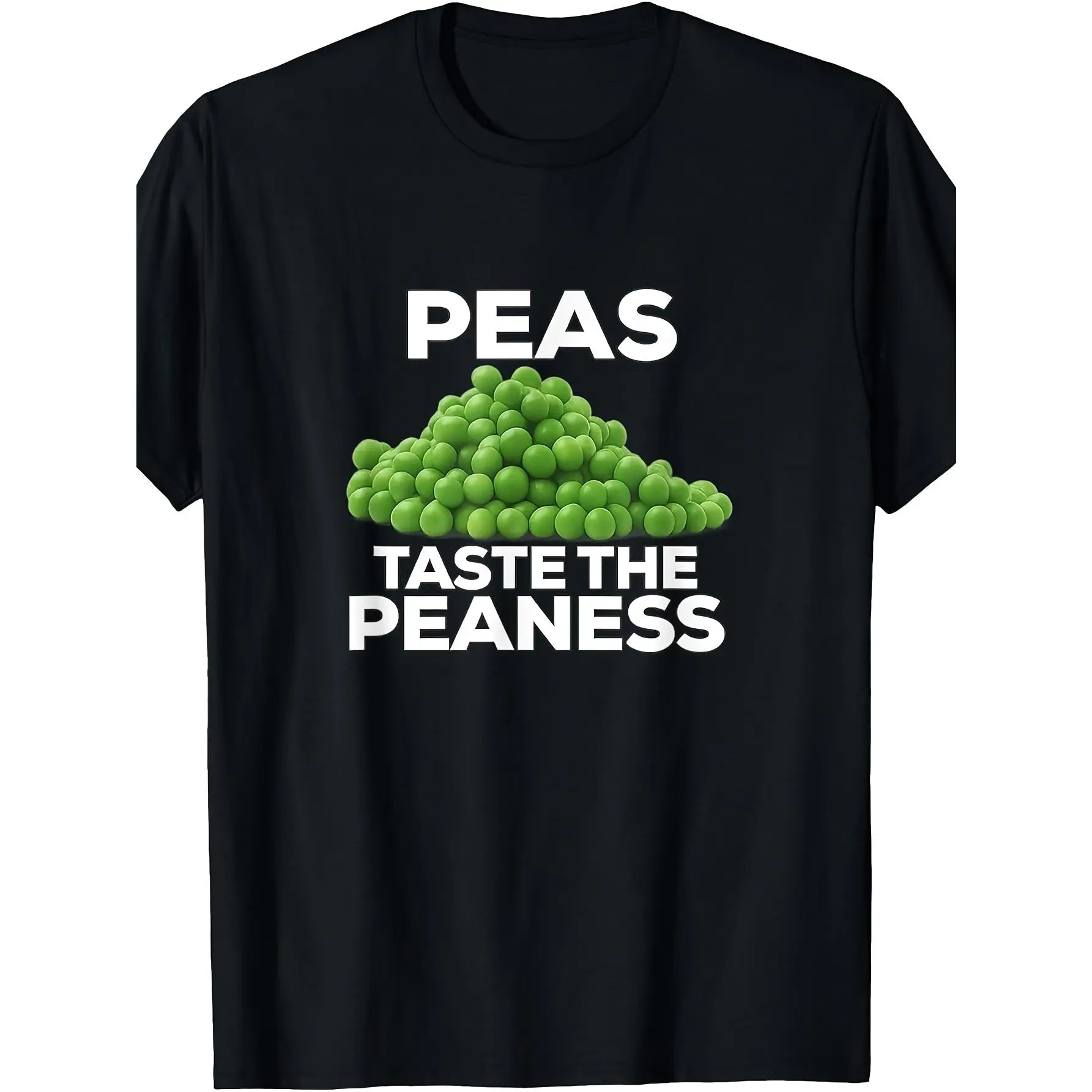 Peas Taste The Peaness Funny Food Pun Graphic T-Shirt Humorous Pea Design Tee Crewneck Short Sleeve Casual Unisex Menswear Top Birthday Gift Holiday Gift