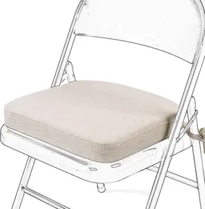 SINOSSO Memory Foam Chair Cushion for Folding Chair 1 Pcs, Thickened 2" Square Kitchen Chair Pad with Ties, Indoor Non-Slip Dining Chair Seat Cushion (1 Piece, Oatmeal Beige)
