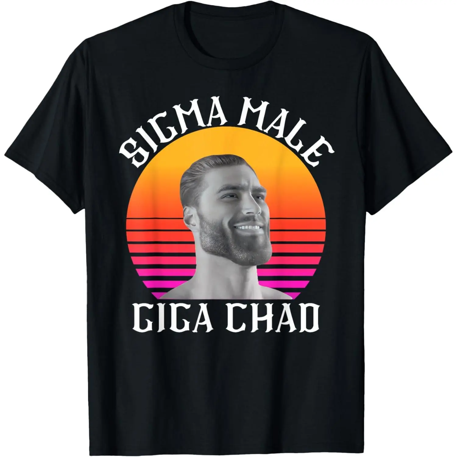Women's Casual Short-Sleeve Cotton T-Shirt - Unisex, Sigma Male Giga Chad Meme Funny Design, Relaxed Comfortable Fit, 1-Piece Top