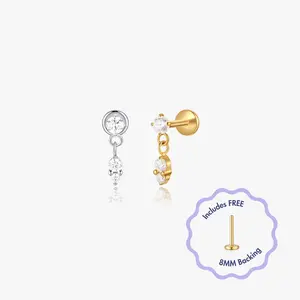 Arden Titanium Flat Back Stud (Single)