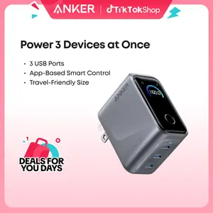 [Limited Offer]Anker Prime Charger, 160W 3-Port Compact USB-C GaN Charger Block, Smart Display and Touch Control, 140W Max Single-Port Charging, for MacBook, iPad, iPhone 17 / 16 / 15 Series, and More