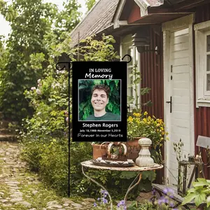 Custom Memorial Flag-Personalized Garden Flag in Loving Memory with Photo Name Date, Memory Garden Flags, for Outdoor Yard Farmhouse Porch Patio Decorations 12'' x 18'' Double Sides