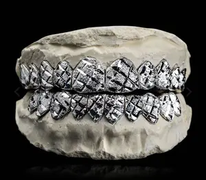 SSS Diamond dust set grill cut solid s925 sterling filled 14k gold