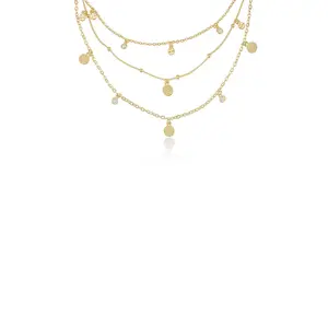 Ettika Crystal Detailed Triple Layer Necklace – 18kt Gold or Rhodium Plated with Cubic Zirconia