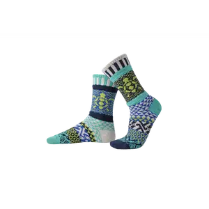 Solmate Socks Turtle Crew Socks - Mismatched, Recycled Cotton, Made in USA, Giveback Sock