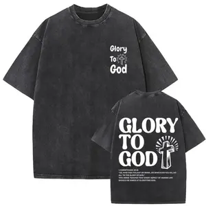 Couple style summer washed Christian men's and women's tops with letter prints, patterned short sleeves, pure cotton T-shirts in black with various printed styles, popular clothing Menswear Tshirt Streetwear Crewneck Casual Tropical Gamis Bestie