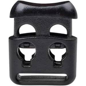 Small Double Hole Plastic Cord Locks End Spring Stop Toggle Stoppers Multi-Colour (10PCS, Black)