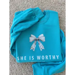 She Is Worthy tiffany blue Sweatshirt