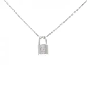 Pre-owned Louis Vuitton Sterling Silver 925 (Ag925) Small Leather Goods Lockit 925 Silver Necklace