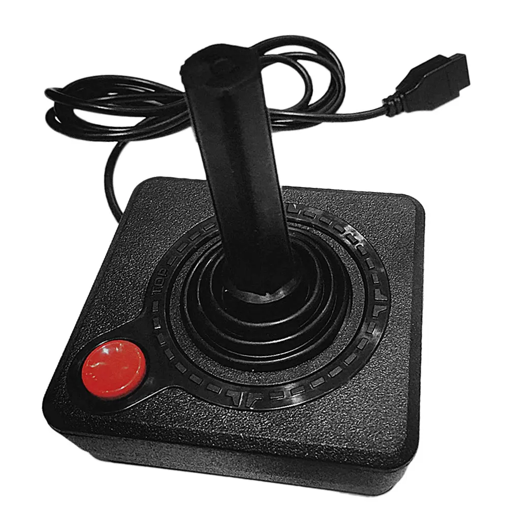 Black Gaming Joystick Controller for Atari 2600 Console - Atari Systems Retro USB Gamepad Accessory, 4-Way Lever, Single Action Button, ABS Plastic Build, Classic Feel and Look, ~5 ft Matching Cable, Household Appliance Parts & Accessories, Joysticks, App
