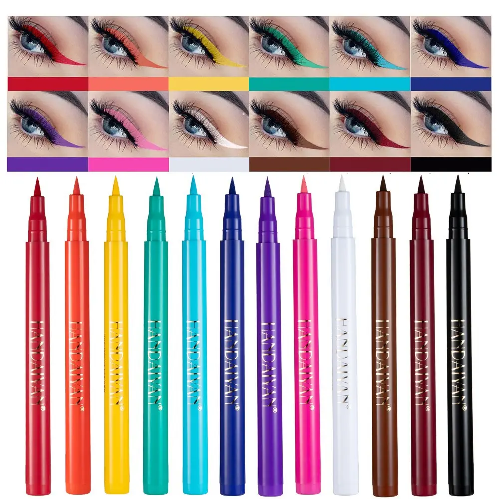 Matte Liquid Eyeliner Set, 12 Color Highly Pigmented Multi-pack - Waterproof, Long-Lasting & Smudgeproof Rainbow Neon Makeup for Women, Multicolor Eyeliner Pencils