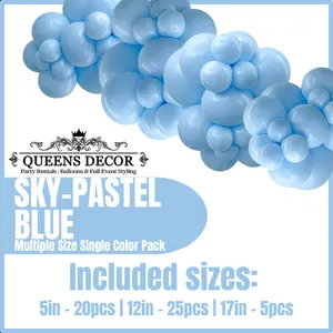 Sky Pastel Blue Balloons Packs multiple sizes 5", 12", 17", and more base on selected package