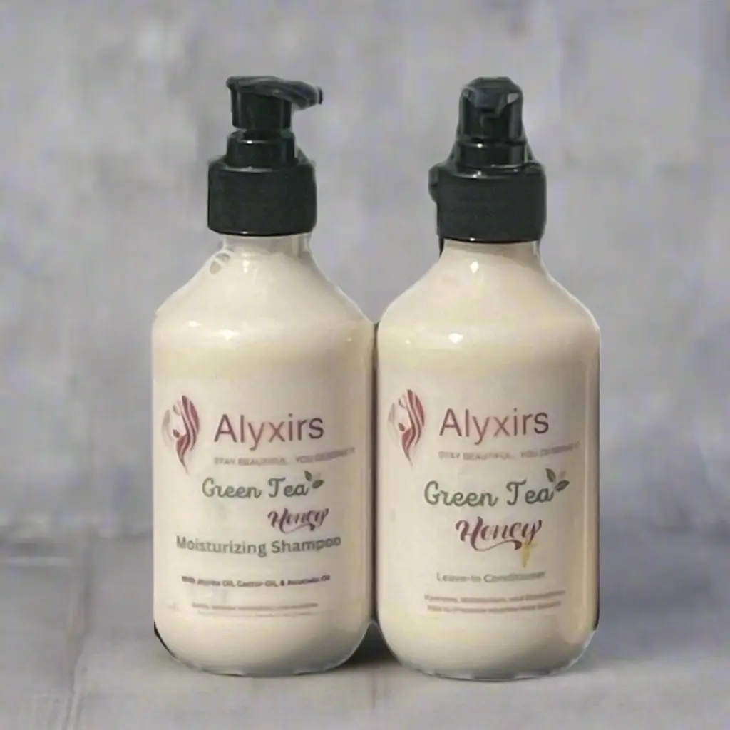 Alyxirs Green Tea & Honey Shampoo and Conditioner Wash Day Bundle for Dry and Damaged Hair moisturizing any shampoo & conditioner