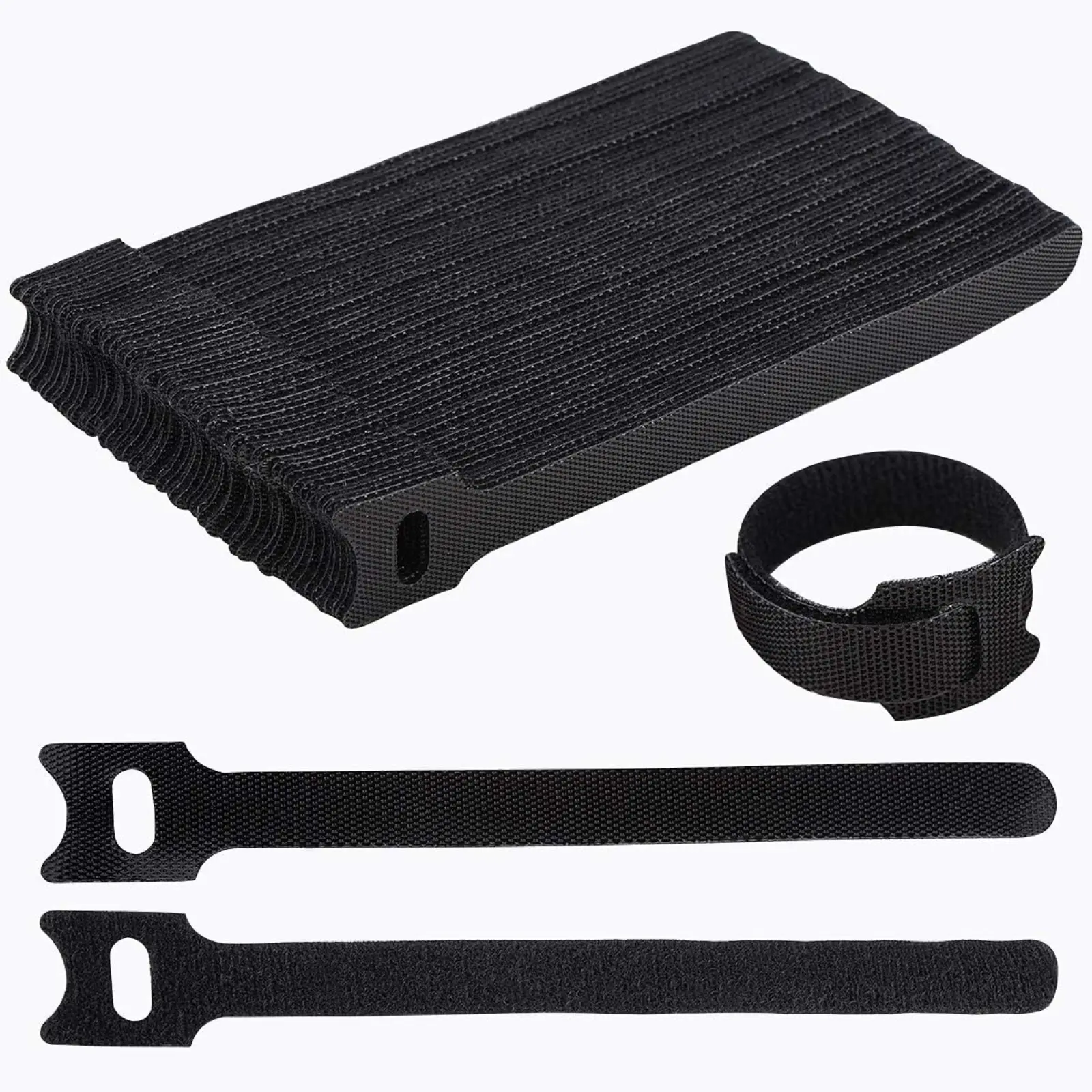 60-Pack 6 in Reusable Hook-and-Loop Cable Ties, Adjustable Cord Straps with Reusability, Bulk Pack Wire Organizer Wraps for Home Organization, Office Cable Management sohochic