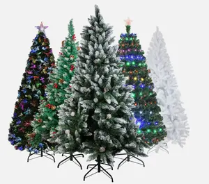4/5/6/7FT Artificial Christmas Tree with LED Lights Stand Xmas Holiday Pre Lit Multiple Colors Options