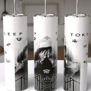 Sleep Token 20oz Stainless Steel Tumbler Drinkware lid straw Washable reusable hot and cold beverage insulated keeps drinks hot and cold longer high quality (do not microwave) (do not put in dishwasher) ( Hand Wash Only). Stylish