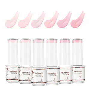 Nicedeco Builder Nail Gel Polish 6pcs, Hema Free, Cruelty Free, Vegan, Base Colors Nude Pink Hard Strengthener Rubber Gel Extension Kit 50