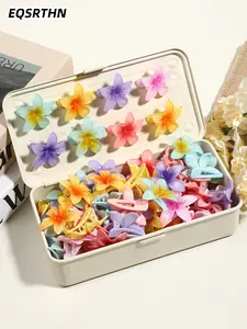 EQSRTHN 10/20/30pcs Large Capacity Colorful Plum Egg Flower Hairpin Set, Flower Hair Clip Gradient Color Matching Fresh Flower Style Daily Commuting/Makeup Broken Hair Artifact Multi-piece Pack Practical and Beautiful Easy to Create Sweet Vigor Hairstyle