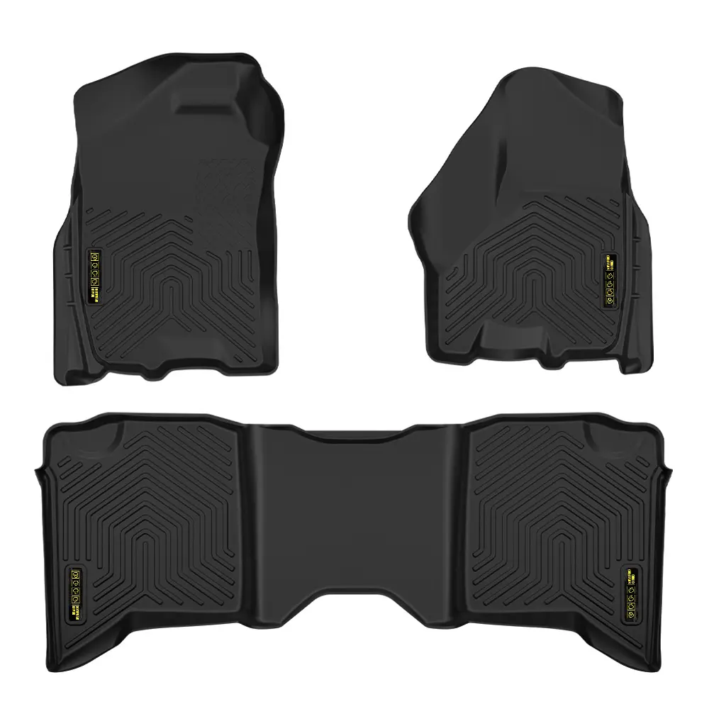 G-PLUS   foot Mats  Fit For 2019-2024 Dodge Ram 1500 2500 3500 Crew Cab foot Mats - Truck, All-Weather Heavy Duty Custom Fit Truck Liners, Front & Rear Set Waterproof Cars Accessories