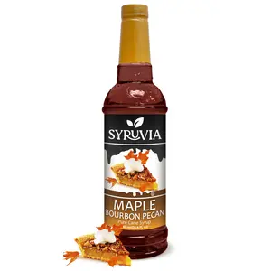 Syruvia Maple Bourbon Pecan Coffee Syrup, 25.4 fl oz – Premium Flavoring, Kosher & Gluten-Free, No Coloring. Great for Drinks, Sodas, Desserts & More