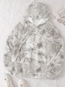 Vintage Branch Camo Hoodie, Autumn & Winter Street Style Graphic Print Clothing, Comfortable Casual Knit Sweater